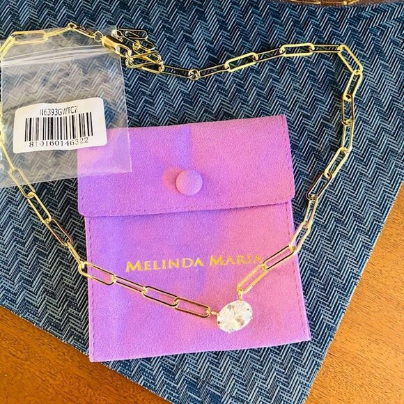 Melinda Maria Hello Gorgeous Samantha Chain Necklace Gold Tone NWT - Picture 6 of 6